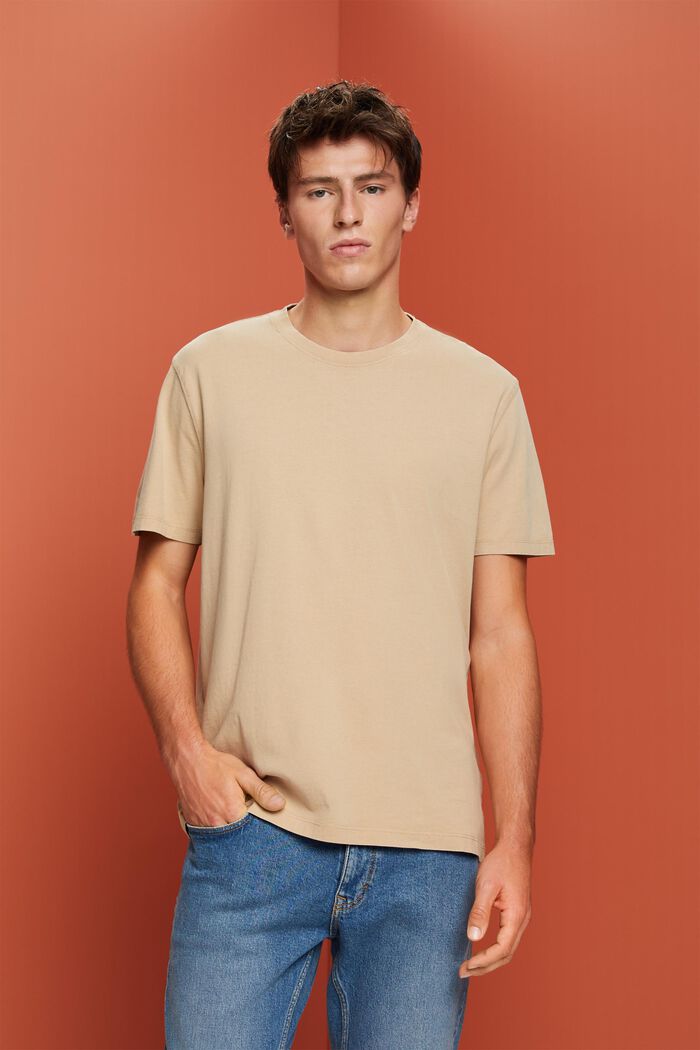 Farbowany po uszyciu T-shirt z jerseyu, 100% bawełna, SAND, detail image number 0