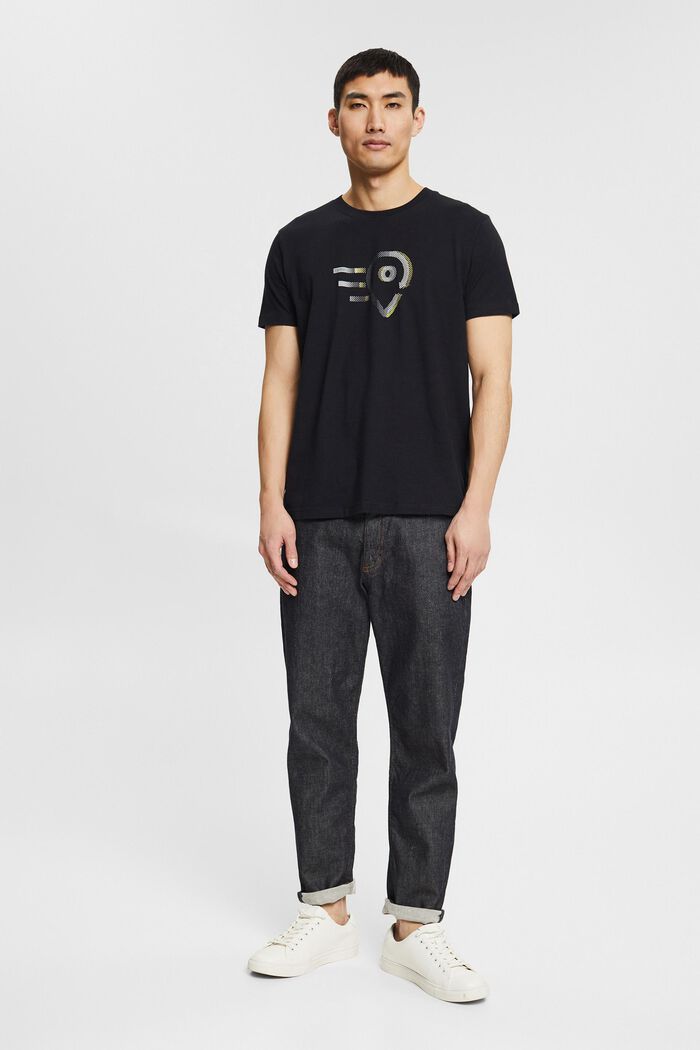 T-shirt z dżerseju z nadrukiem, bawełna ekologiczna, BLACK, detail image number 6