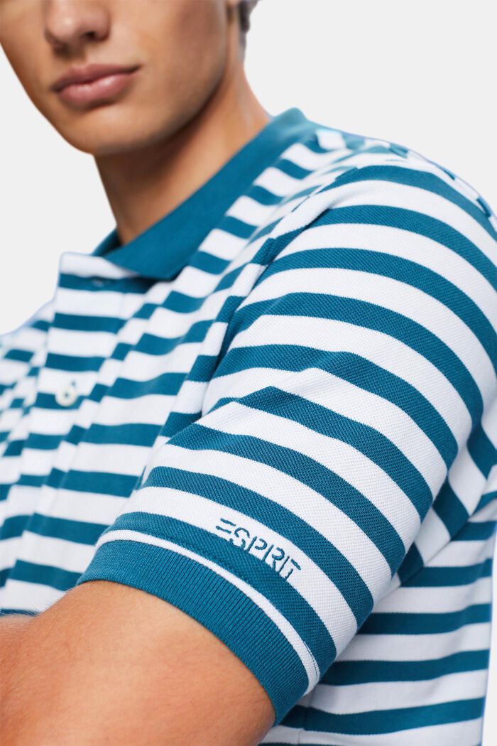 Koszulka polo w paski, slim fit, PETROL BLUE, detail image number 2