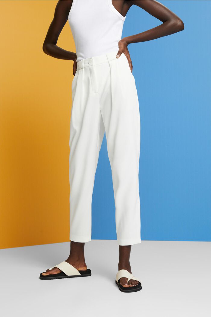 Skrócone spodnie twillowe, WHITE, detail image number 0