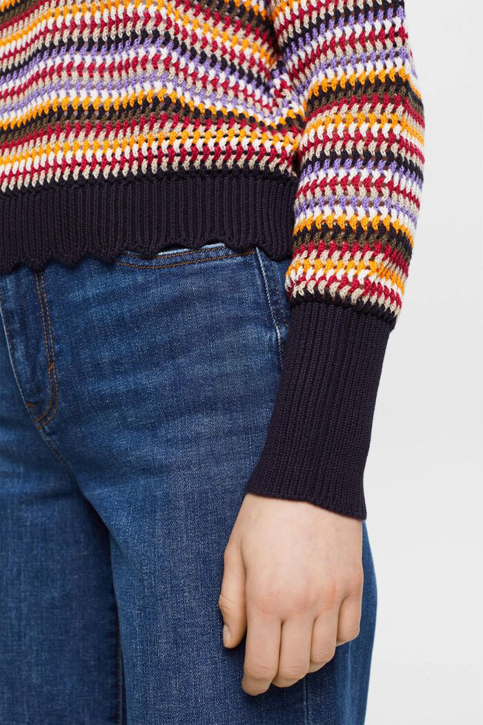 Lekko skrócony sweter bawełniany z siateczki, PURPLE, detail image number 2