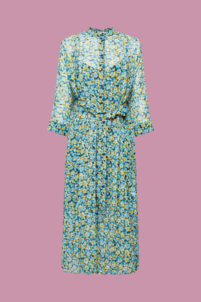 Sukienka midi z wzorem na całej powierzchni, TURQUOISE, detail image number 6