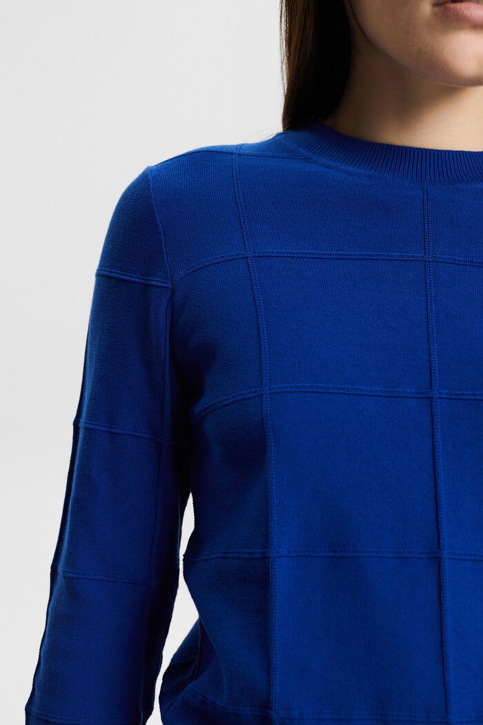 Sweter w fakturalną kratę, BRIGHT BLUE, detail image number 3