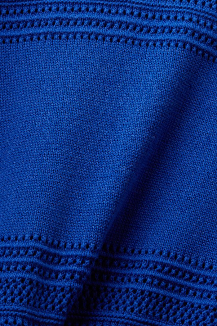 Ażurowy sweter z okrągłym dekoltem, BRIGHT BLUE, detail image number 5