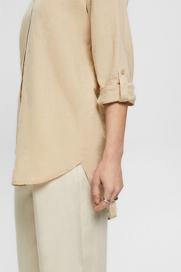 Oversizowa bluzka z mieszanki lnianej, SAND, detail image number 0