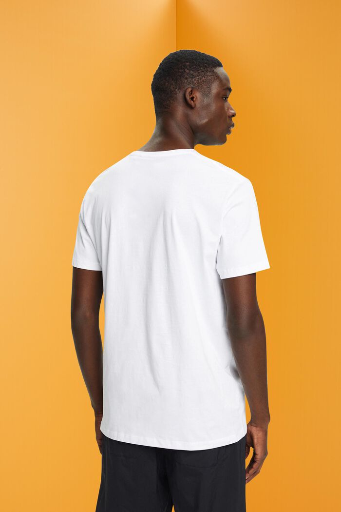 Bawełniany t-shirt z nadrukiem na przodzie, WHITE, detail image number 3