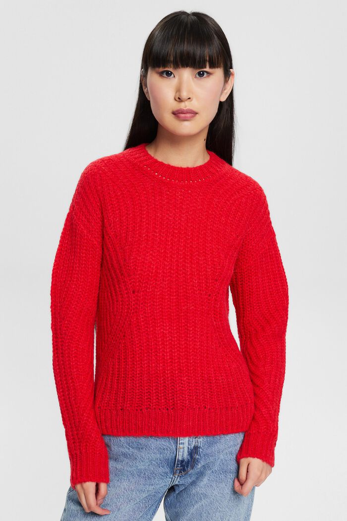 Z alpaką: sweter z dzianiny, RED, detail image number 0