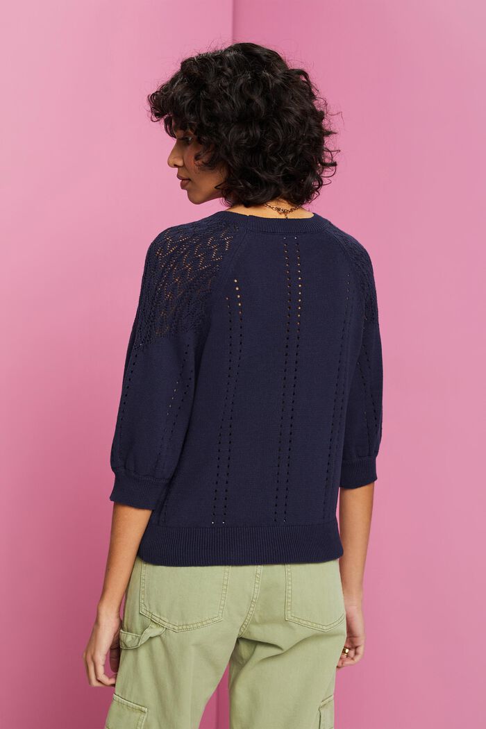 Szydełkowy sweter, NAVY, detail image number 3