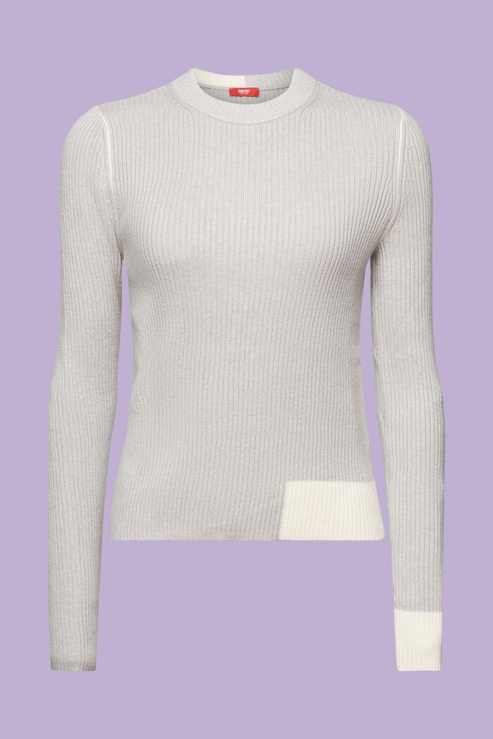 Sweter z prążkowanej dzianiny, LIGHT GREY, detail image number 7