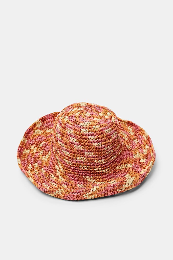 Słomiany kapelusz rybacki w melanżowym stylu, PINK/ORANGE, detail image number 0