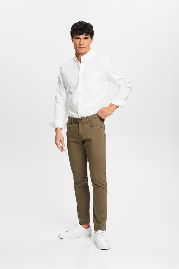 Spodnie slim fit, bawełna organiczna, DARK KHAKI, detail image number 5
