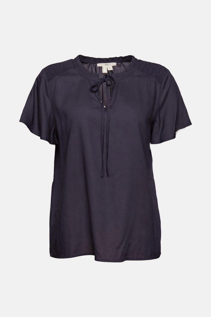 Bluzka z wiązanymi tasiemkami, LENZING™ ECOVERO™, NAVY, detail image number 6