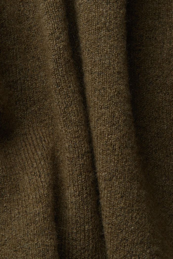 Sweter z dzianiny z mieszanki z wełną z półgolfem, DARK KHAKI, detail image number 5