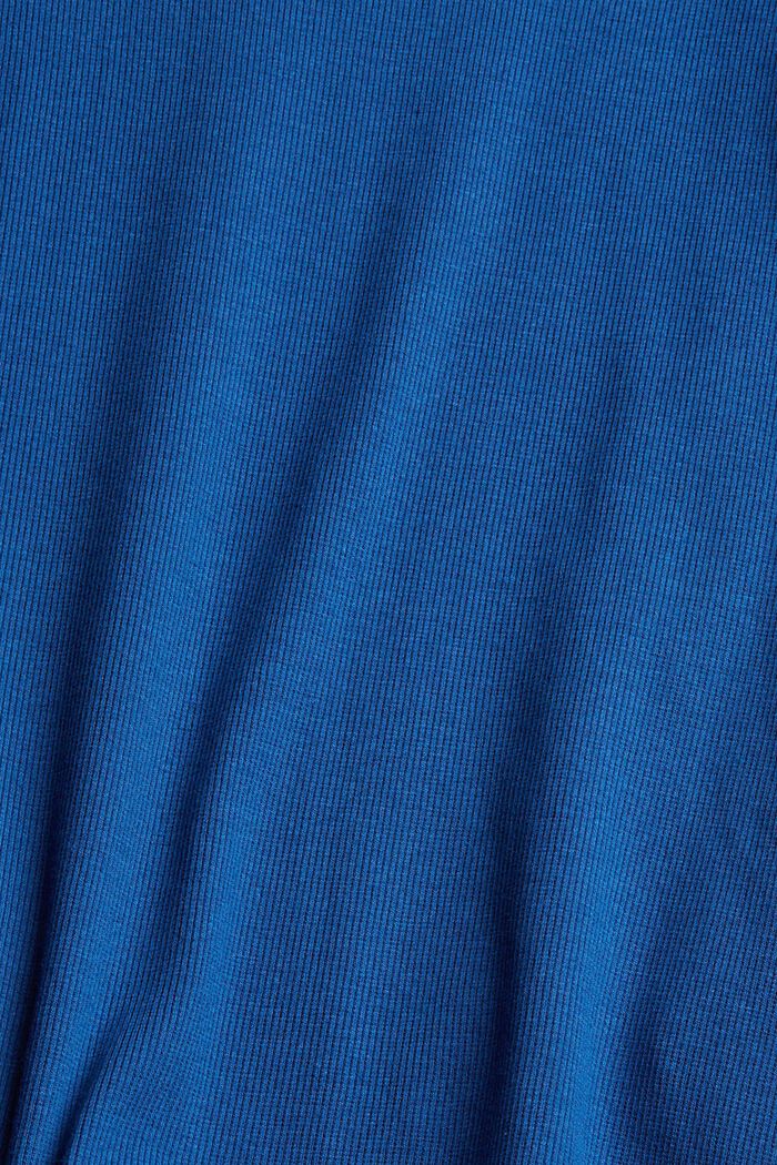 Delikatnie prążkowany T-shirt, mieszanka bawełniana, BRIGHT BLUE, detail image number 1
