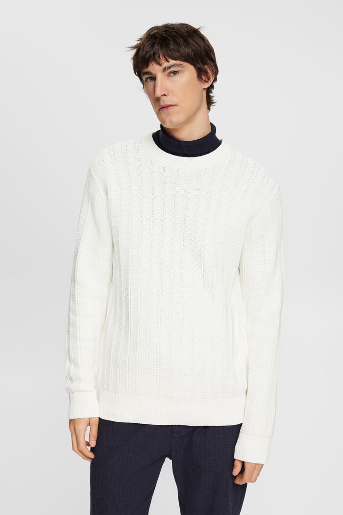 Sweter z fakturowanej dzianiny, OFF WHITE, detail image number 0