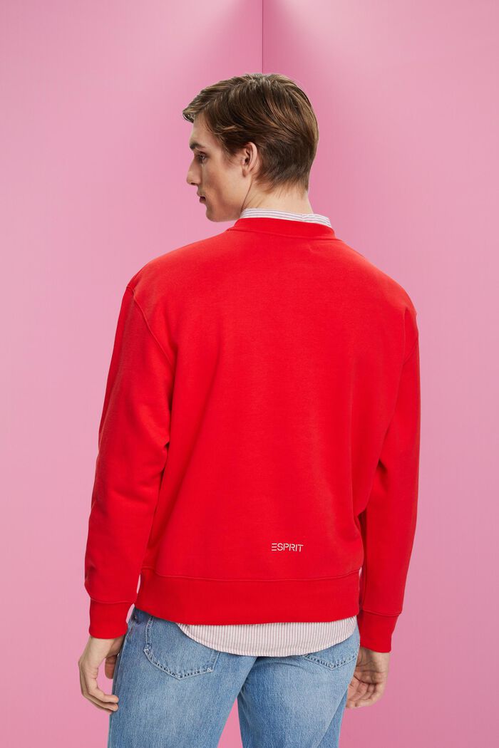 Bluza z małym nadrukowanym delfinem, ORANGE RED, detail image number 3
