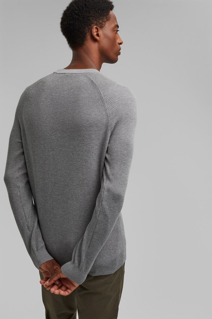 Sweter z okrągłym dekoltem, 100% bawełny, MEDIUM GREY, detail image number 3