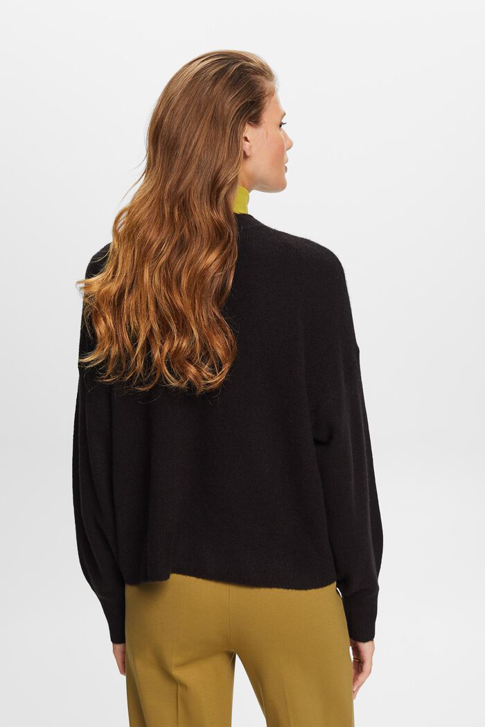 Dzianinowy sweter z szerokimi rękawami, BLACK, detail image number 3