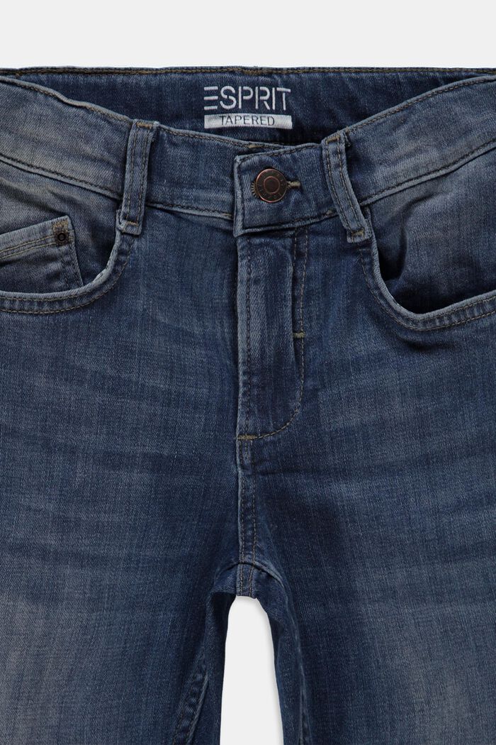Elastyczne dżinsy z efektami sprania i regulowanym pasem, BLUE MEDIUM WASHED, detail image number 2