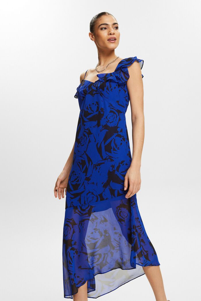 Szyfonowa sukienka midi z nadrukiem, BRIGHT BLUE, detail image number 7