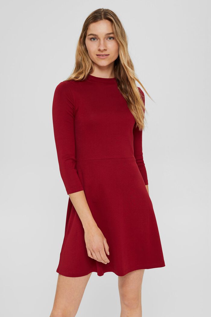 Sukienka z jerseyu ze 100% bawełny organicznej, DARK RED, detail image number 0