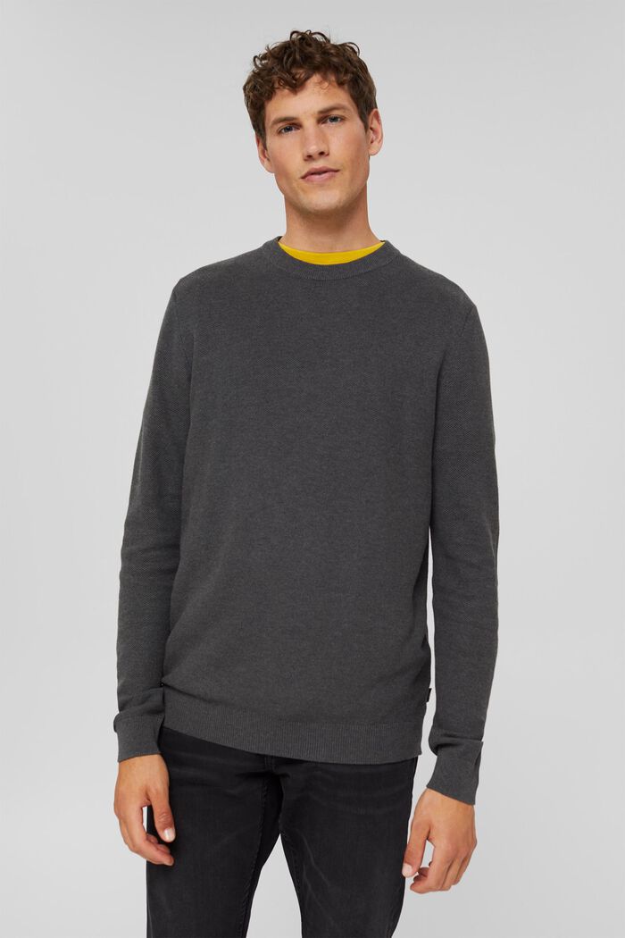 Sweter z fakturą, 100% bawełny ekologicznej, DARK GREY, detail image number 0
