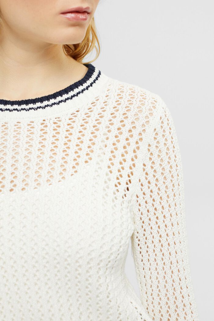 Fakturowany sweter z bawełny organicznej, OFF WHITE, detail image number 2