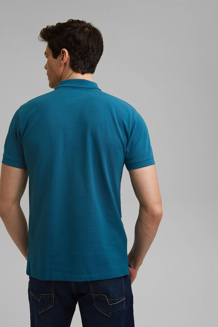 Koszulka polo z piki, 100% bawełny ekologicznej, PETROL BLUE, detail image number 3