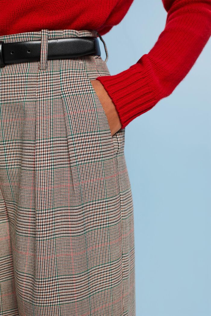 Spodnie w kratkę z szerokimi nogawkami, CARAMEL, detail image number 3