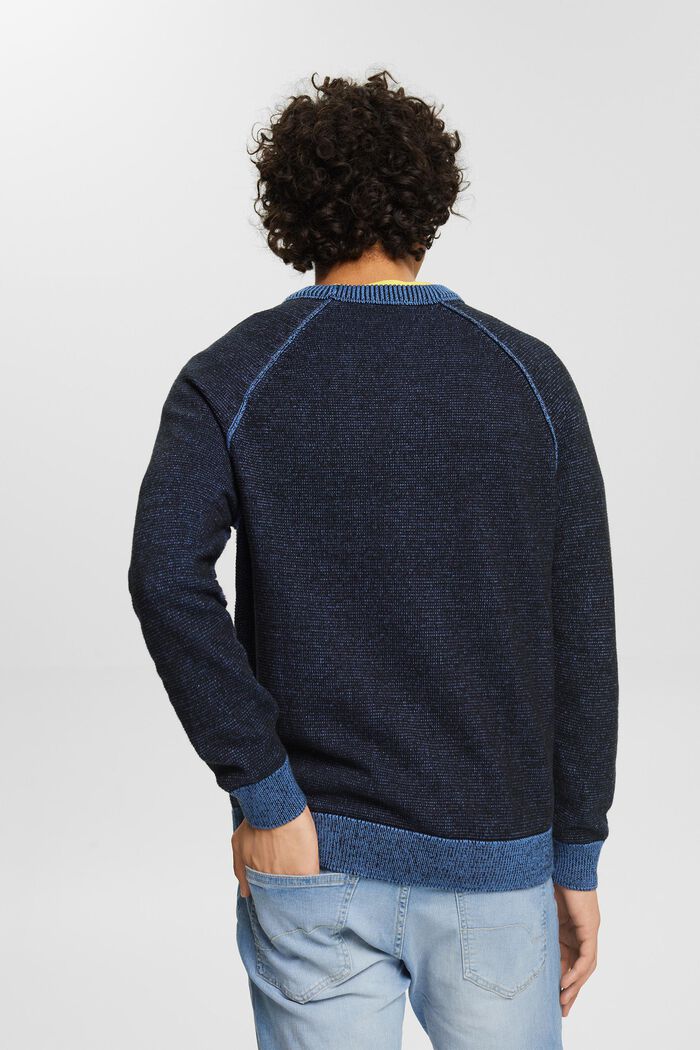 Melanżowy sweter z dzianiny, NAVY, detail image number 3
