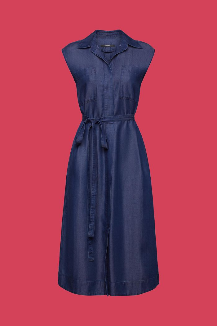Sukienka koszulowa w dżinsowym stylu z paskiem, TENCEL™, BLUE DARK WASHED, detail image number 6