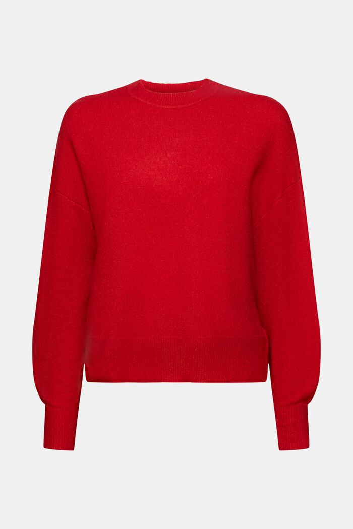 Dzianinowy sweter z szerokimi rękawami, DARK RED, detail image number 6