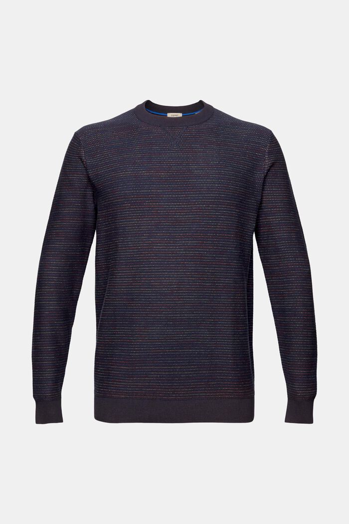 Sweter w kolorowe paski z bawełny organicznej, NAVY, detail image number 6