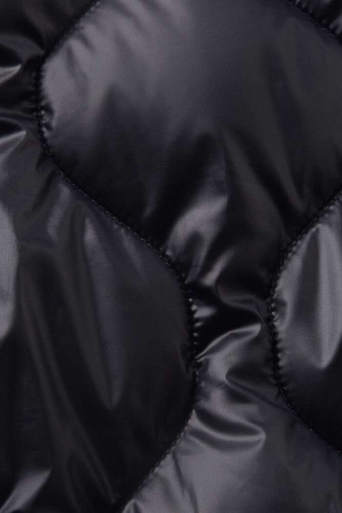 Pikowana kurtka puffer z kapturem, BLACK, detail image number 5