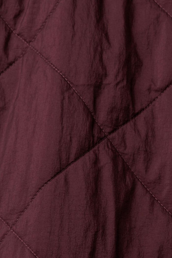 Pikowany płaszcz z prążkowanym kołnierzem, BORDEAUX RED, detail image number 4