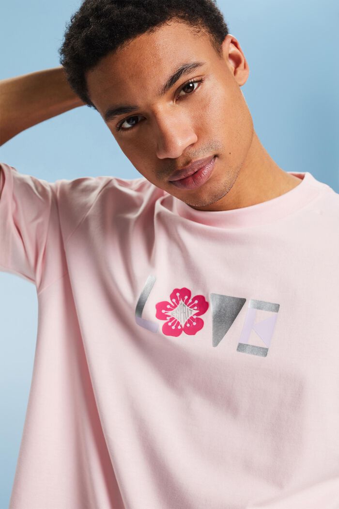 T-shirt z nadrukiem z bawełny pima, unisex, PASTEL PINK, detail image number 4