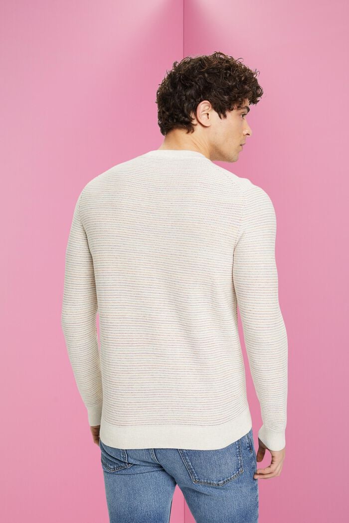Sweter w kolorowe paski z bawełny organicznej, OFF WHITE, detail image number 3