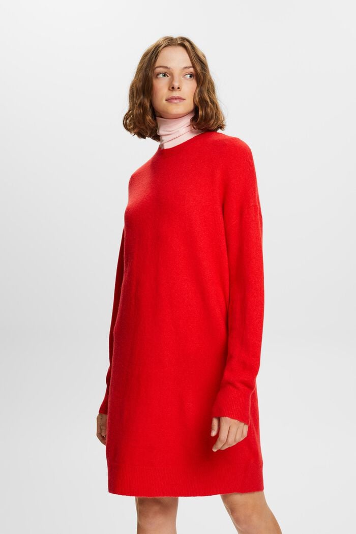 Dzianinowa sukienka mini, RED, detail image number 1