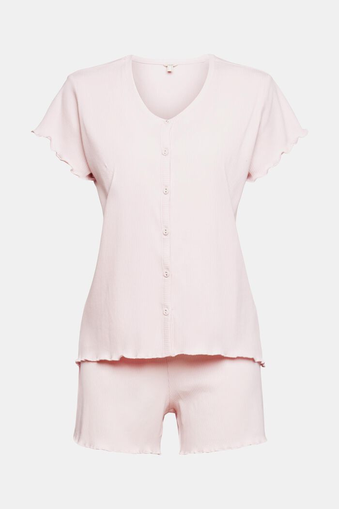 Letnia piżama z prążkowanego dżerseju, PASTEL PINK, detail image number 5
