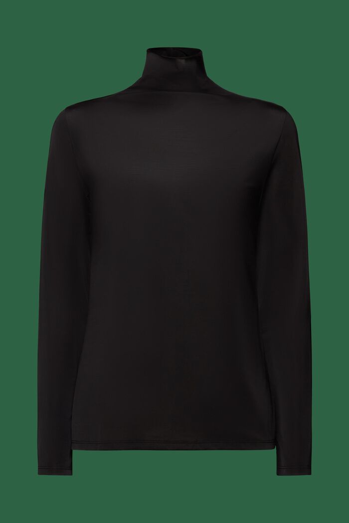 Bluzka z długim rękawem i półgolfem, BLACK, detail image number 7
