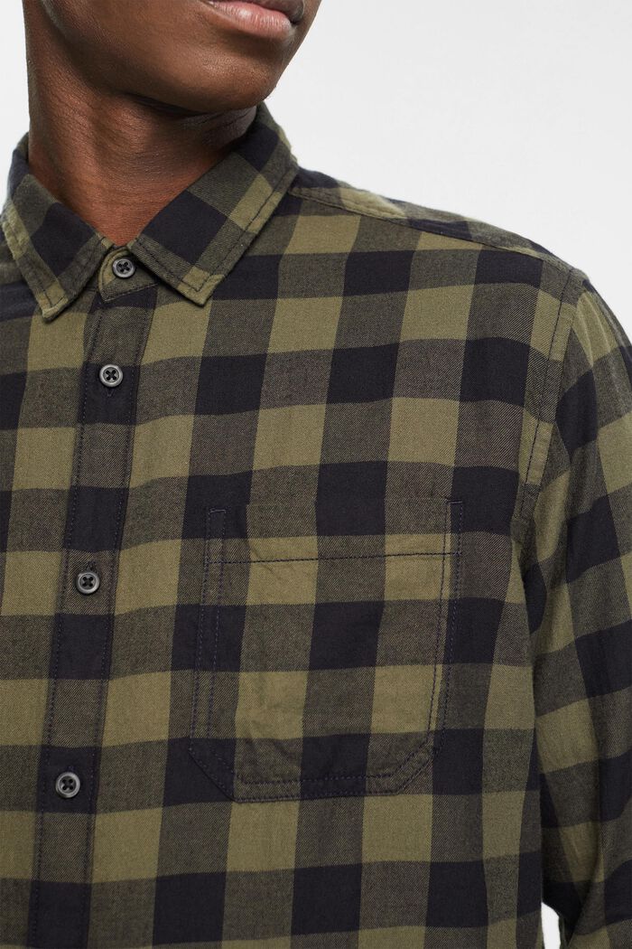 Flanelowa koszula w kratkę vichy ze zrównoważonej bawełny, KHAKI GREEN, detail image number 0