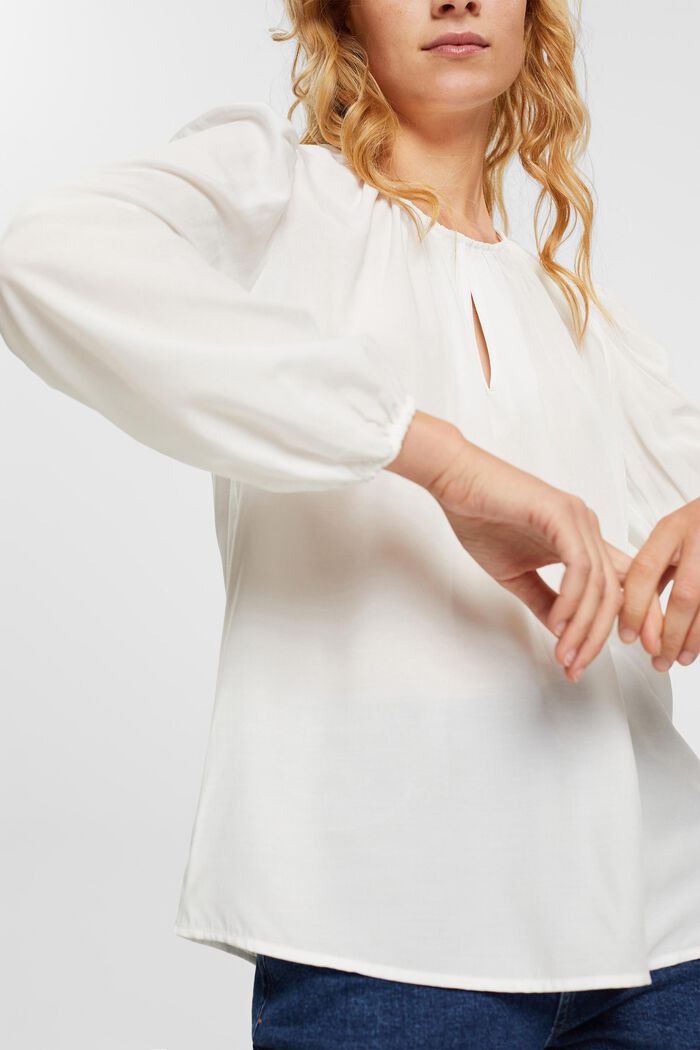 Bluzka z wycięciem w kształcie łezki, LENZING™ ECOVERO™, OFF WHITE, detail image number 0