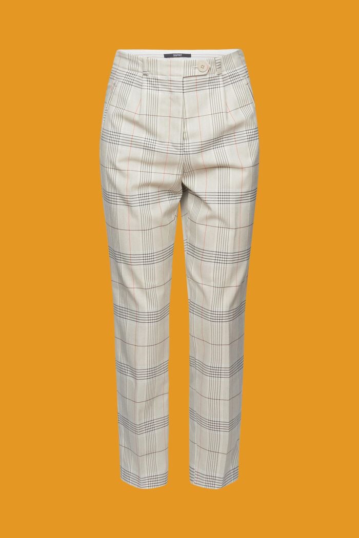 Skrócone spodnie w kratkę, LIGHT TAUPE, detail image number 6