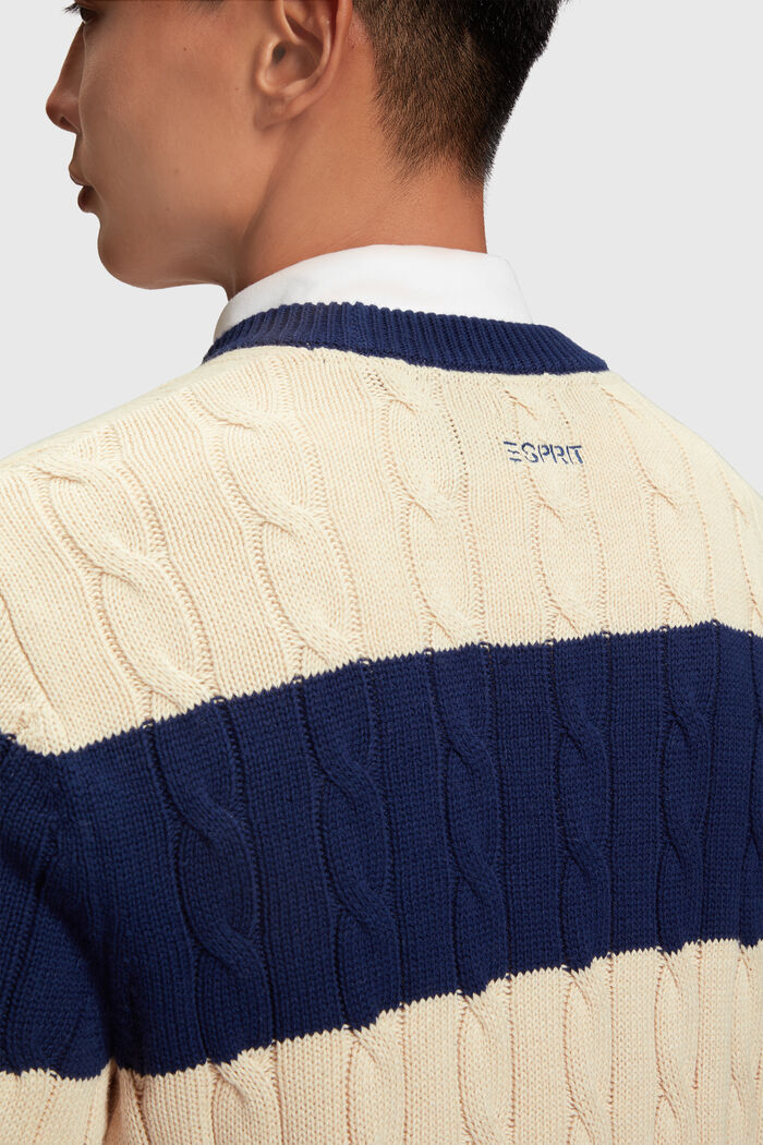 Pasiasty sweter w warkocze, SAND, detail image number 3