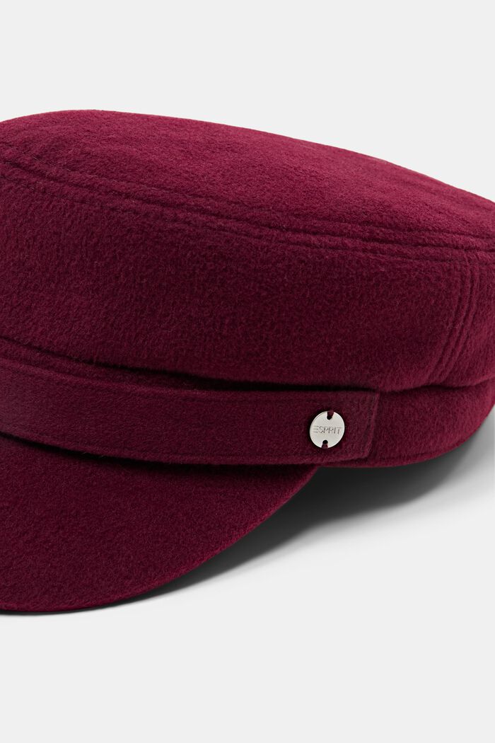 Filcowa czapka w militarnym stylu, AUBERGINE, detail image number 1