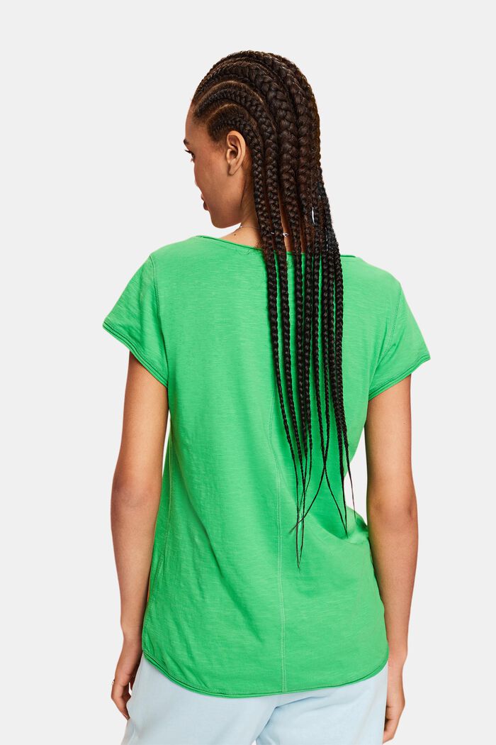 T-shirt z węzełkowej bawełny, GREEN, detail image number 2