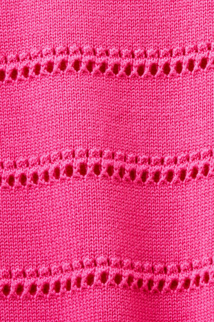 Sweter pointelle z krótkim rękawem, PINK FUCHSIA, detail image number 4