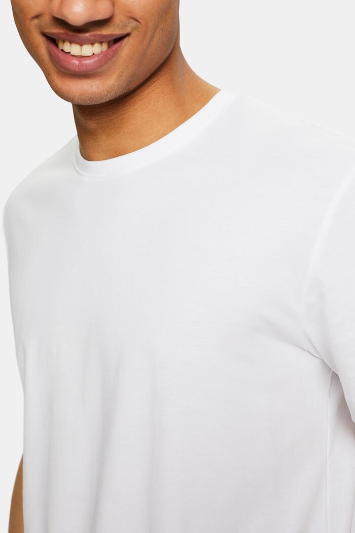 T-shirt z okrągłym dekoltem z jerseyu z bawełny, WHITE, detail image number 3