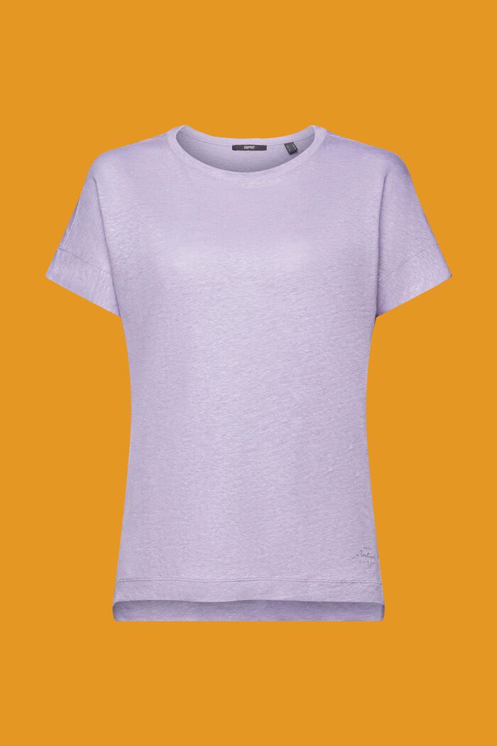 Lniany T-shirt, LAVENDER, detail image number 7