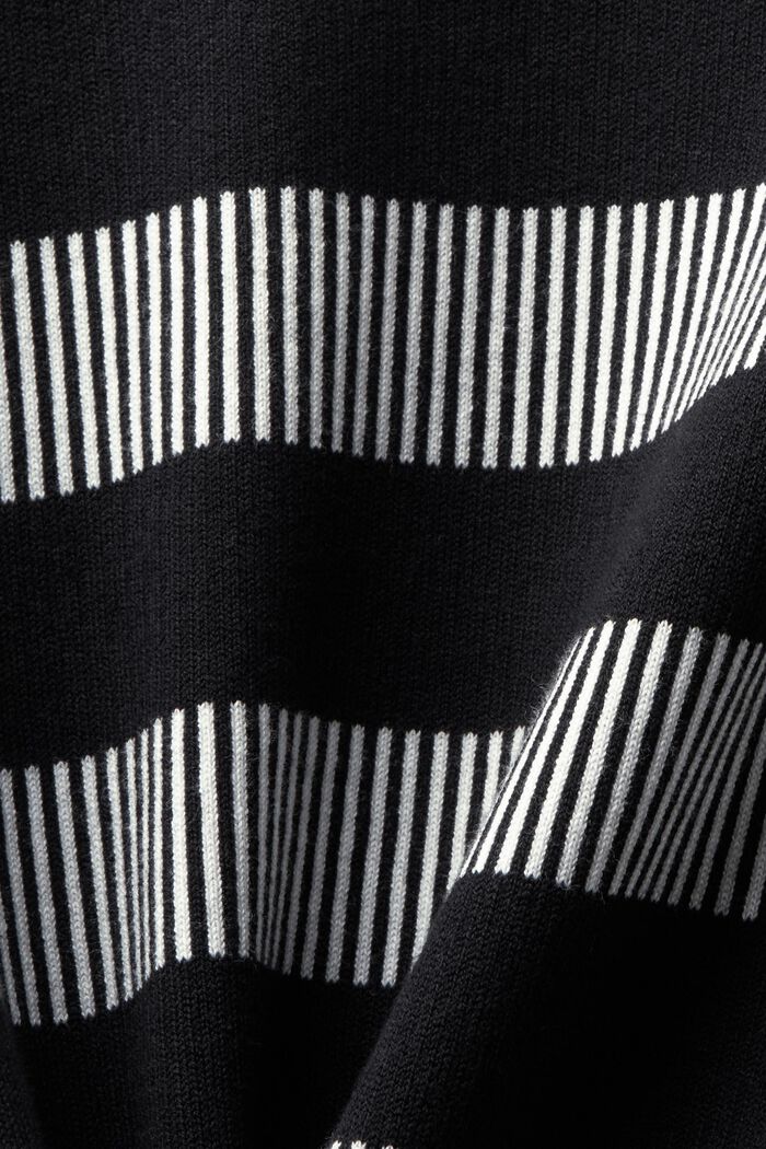 Żakardowy sweter z okrągłym dekoltem w paski, BLACK, detail image number 5